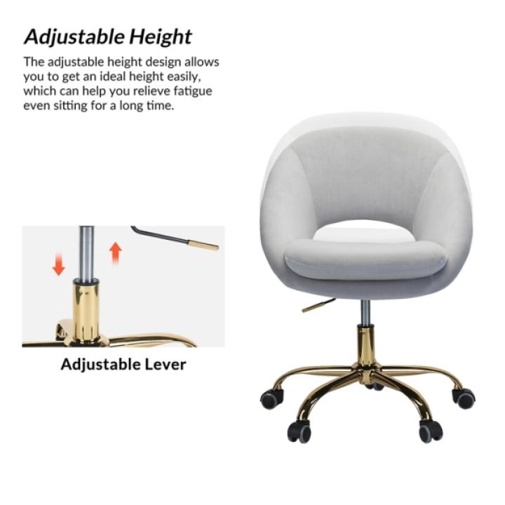 Savas Gray Velvet Office Chair