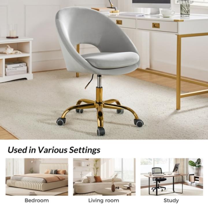 Savas Gray Velvet Office Chair