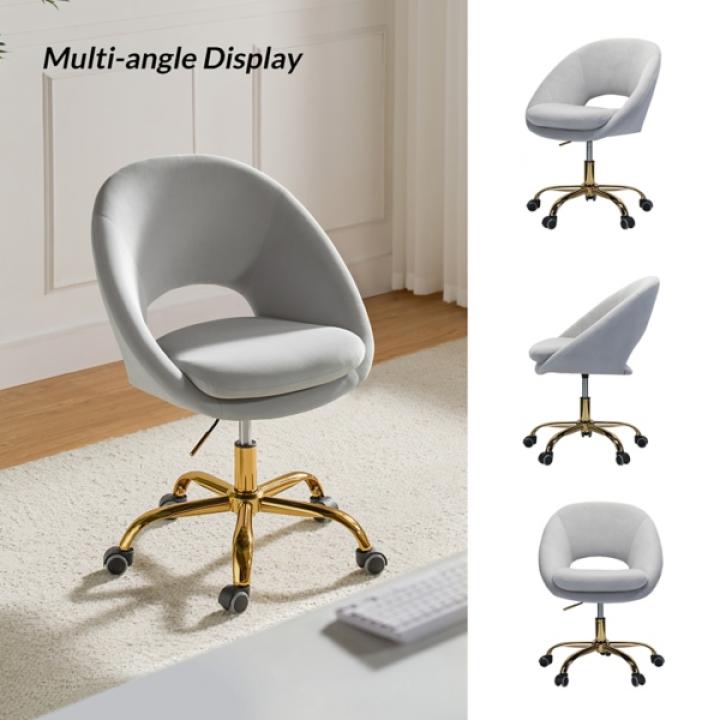 Savas Gray Velvet Office Chair