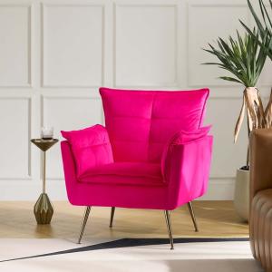 Ilia Fuchsia Velvet Accent Chair