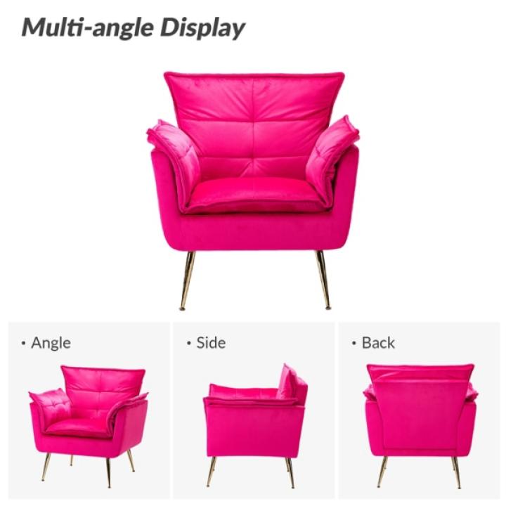 Ilia Fuchsia Velvet Accent Chair