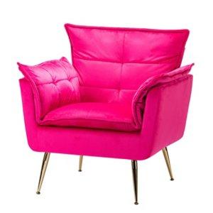 Ilia Fuchsia Velvet Accent Chair