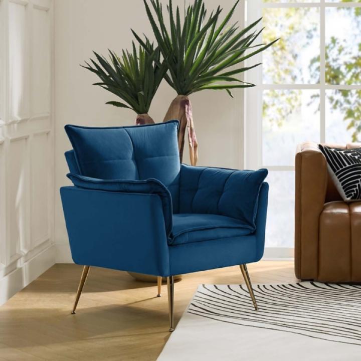 Ilia Navy Velvet Accent Chair
