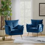 Ilia Navy Velvet Accent Chair