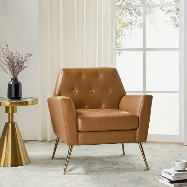 Maris Camel Faux Leather Accent Chair
