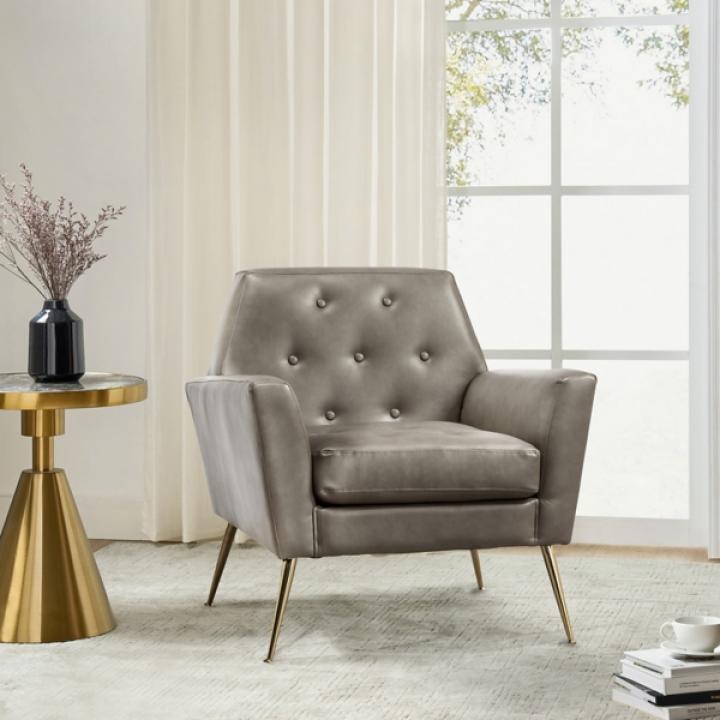 Maris Gray Faux Leather Accent Chair