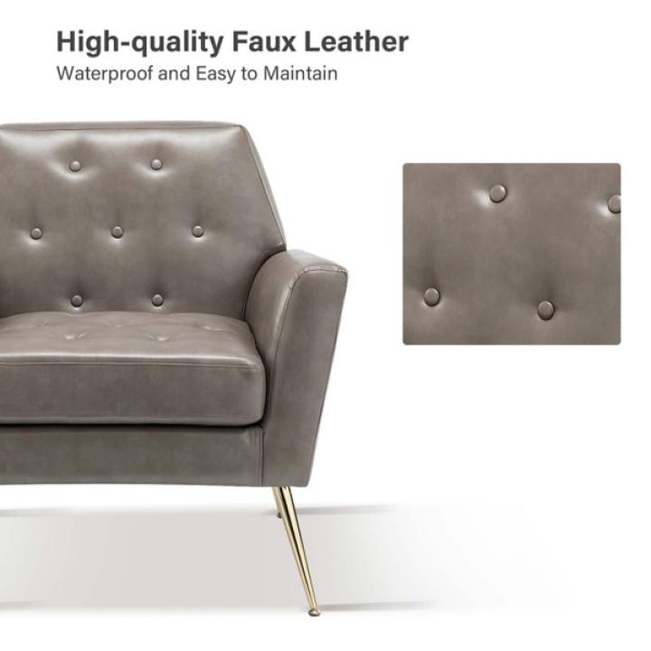 Maris Gray Faux Leather Accent Chair