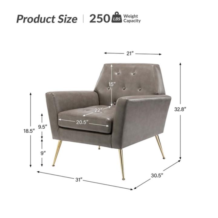 Maris Gray Faux Leather Accent Chair