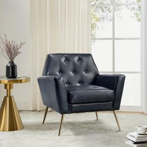 Maris Navy Faux Leather Accent Chair