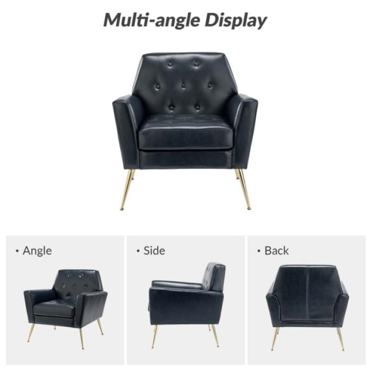 Maris Navy Faux Leather Accent Chair