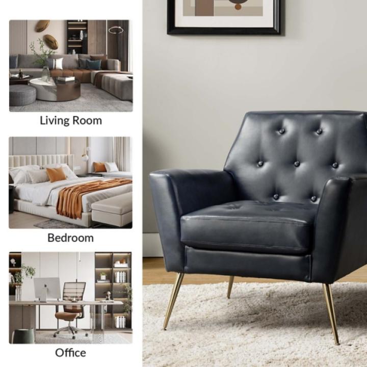 Maris Navy Faux Leather Accent Chair