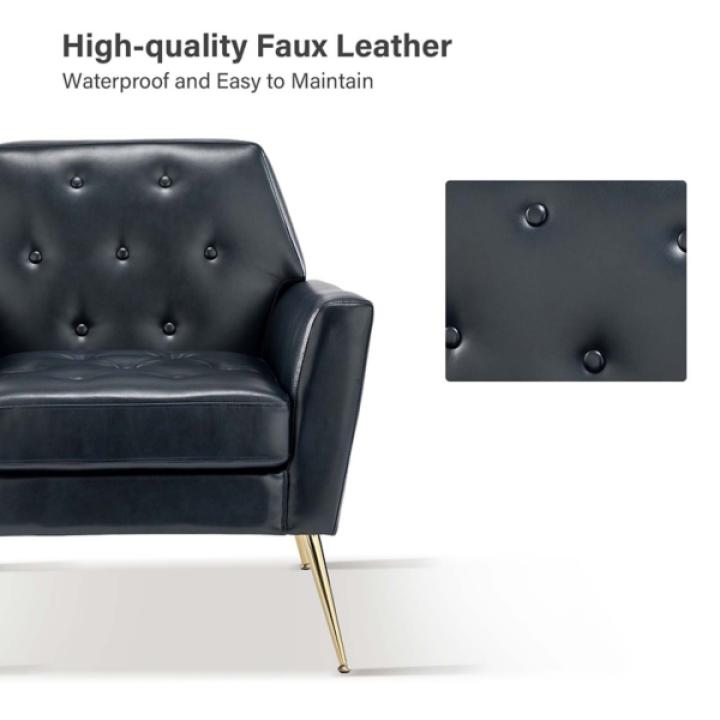 Maris Navy Faux Leather Accent Chair
