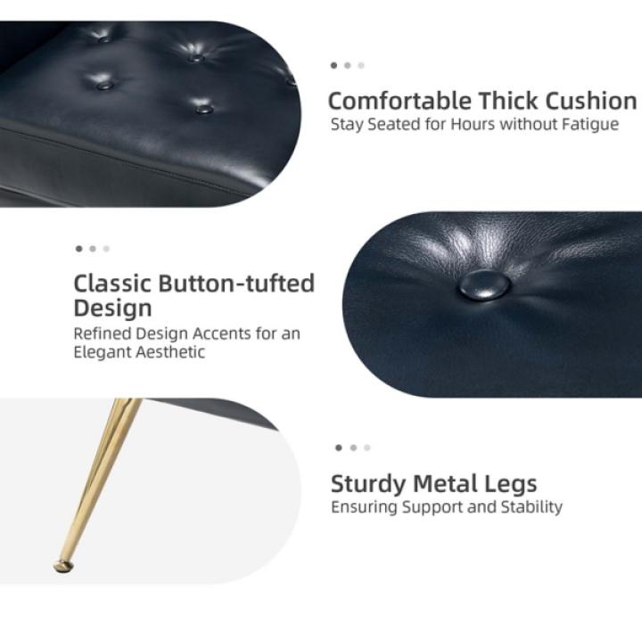 Maris Navy Faux Leather Accent Chair