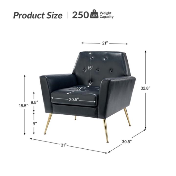 Maris Navy Faux Leather Accent Chair