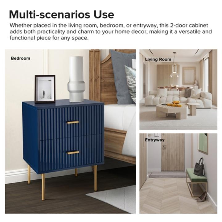 Ceandro Navy 2 Drawer Nightstand