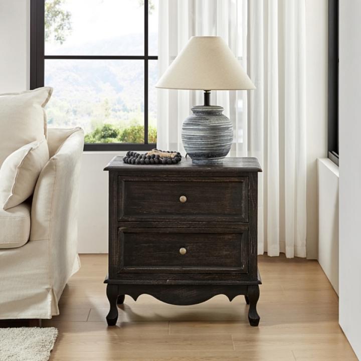 Hippe Charcoal Gray 2 Drawer Nightstand