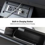 Frieda Black Wood 2 Drawer Charging Nightstand