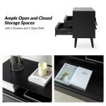 Frieda Black Wood 2 Drawer Charging Nightstand