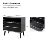 Frieda Black Wood 2 Drawer Charging Nightstand