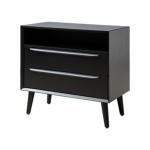 Frieda Black Wood 2 Drawer Charging Nightstand