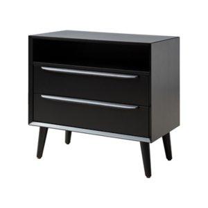 Frieda Black Wood 2 Drawer Charging Nightstand