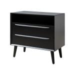 Frieda Black Wood 2 Drawer Charging Nightstand