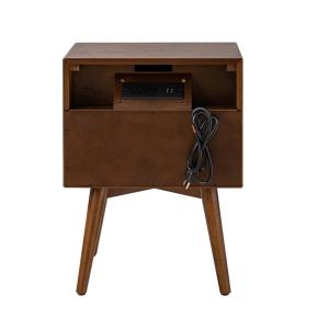 Walnut Brown Anita Wood Charging Nightstand