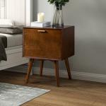 Walnut Brown Anita Wood Charging Nightstand