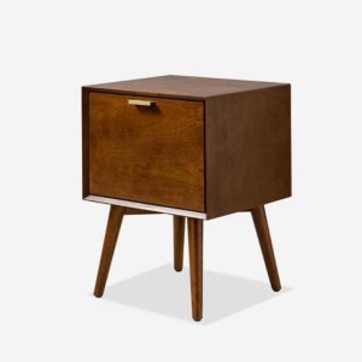 Walnut Brown Anita Wood Charging Nightstand