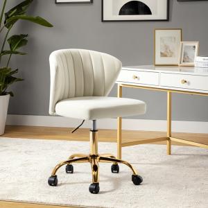 Ivory Velvet Ilia Office Chair
