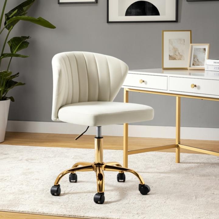 Ivory Velvet Ilia Office Chair