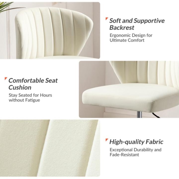 Ivory Velvet Ilia Office Chair