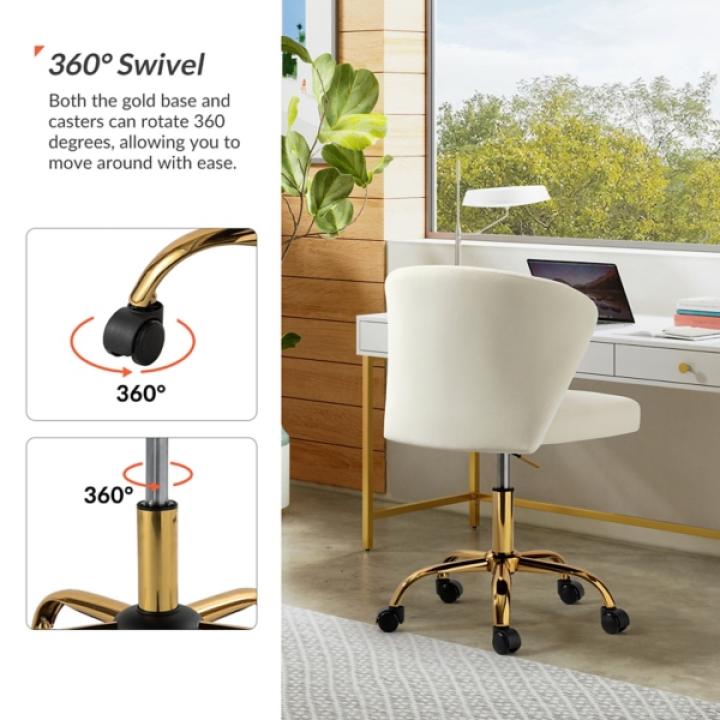 Ivory Velvet Ilia Office Chair