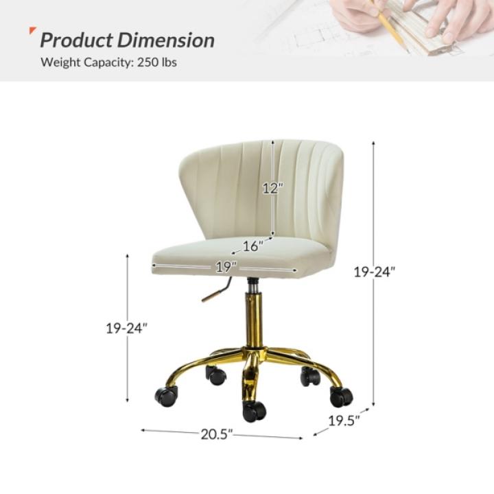 Ivory Velvet Ilia Office Chair