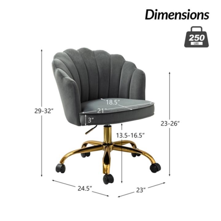 Gray Velvet Belanda Office Chair