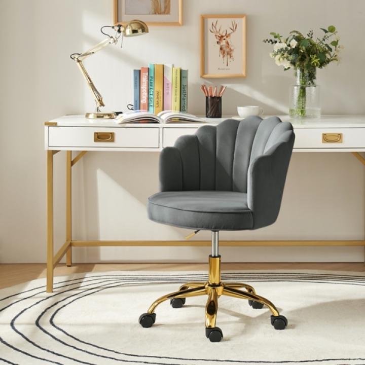 Gray Velvet Belanda Office Chair