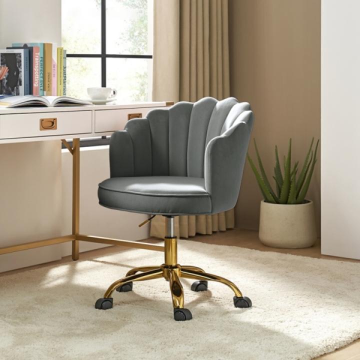 Gray Velvet Belanda Office Chair