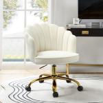Ivory Velvet Belanda Office Chair