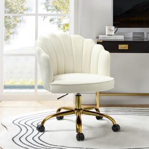 Ivory Velvet Belanda Office Chair