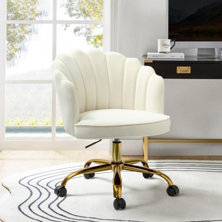 Ivory Velvet Belanda Office Chair