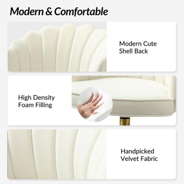 Ivory Velvet Belanda Office Chair
