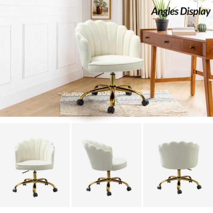 Ivory Velvet Belanda Office Chair