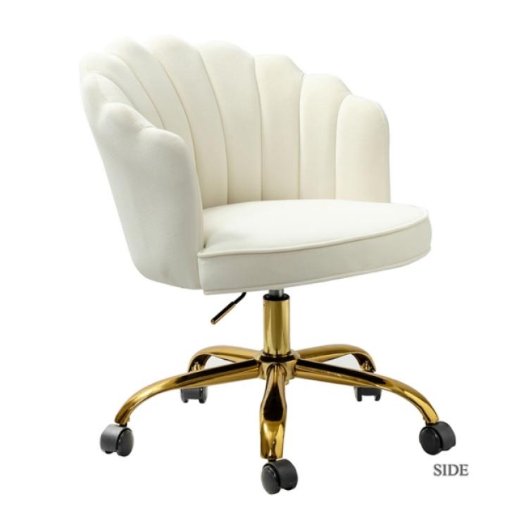Ivory Velvet Belanda Office Chair