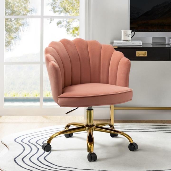 Pink Velvet Belanda Office Chair