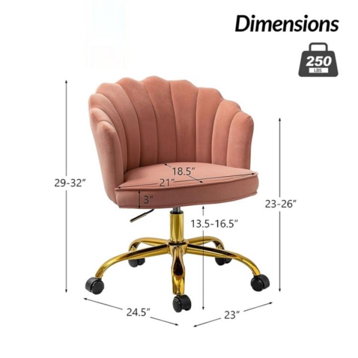 Pink Velvet Belanda Office Chair
