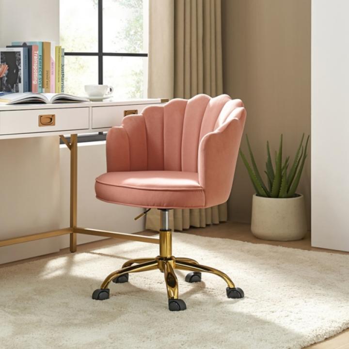Pink Velvet Belanda Office Chair