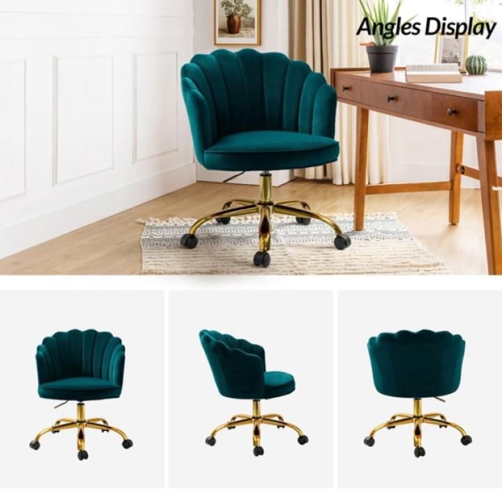 Teal Velvet Belanda Office Chair