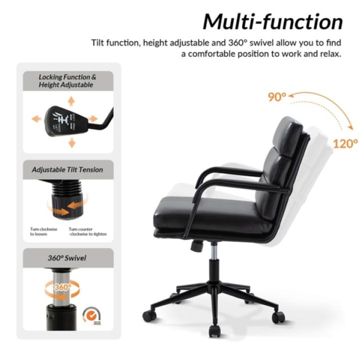 Black Faux Leather Indigo Office Chair