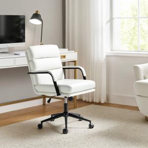 White Faux Leather Indigo Office Chair