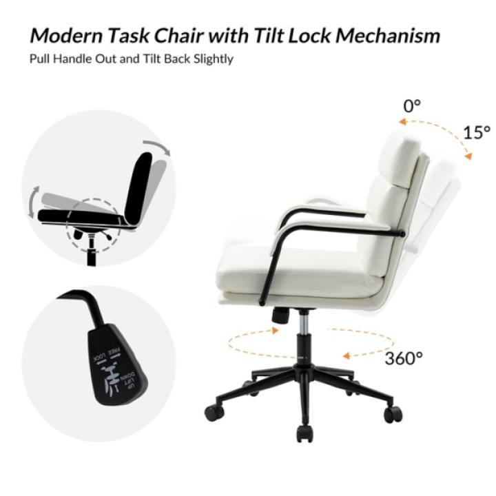 White Faux Leather Indigo Office Chair